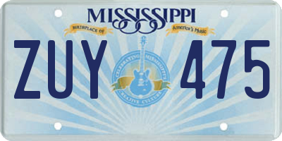 MS license plate ZUY475
