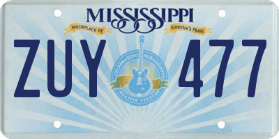 MS license plate ZUY477