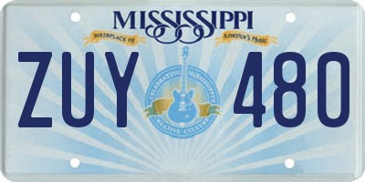 MS license plate ZUY480