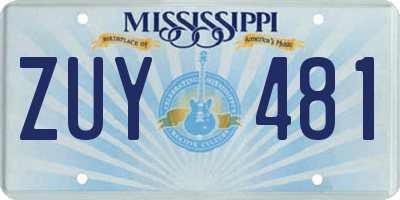 MS license plate ZUY481