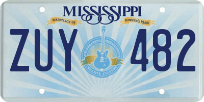 MS license plate ZUY482