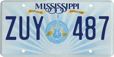 MS license plate ZUY487