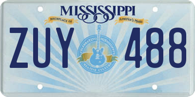 MS license plate ZUY488