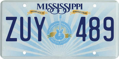 MS license plate ZUY489
