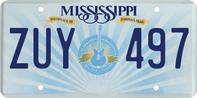 MS license plate ZUY497