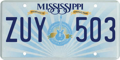 MS license plate ZUY503