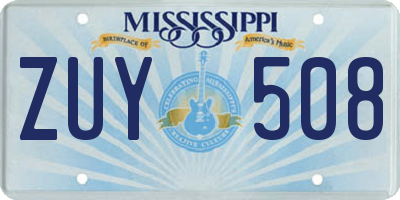 MS license plate ZUY508
