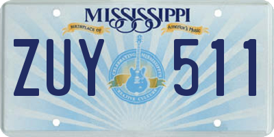 MS license plate ZUY511