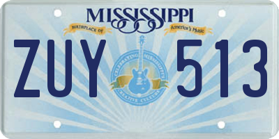 MS license plate ZUY513