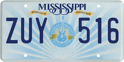 MS license plate ZUY516