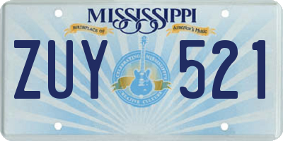 MS license plate ZUY521