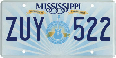 MS license plate ZUY522