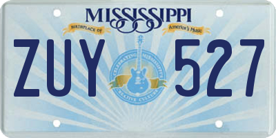 MS license plate ZUY527