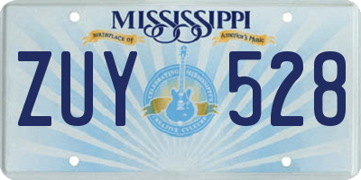MS license plate ZUY528