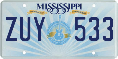 MS license plate ZUY533