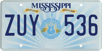 MS license plate ZUY536