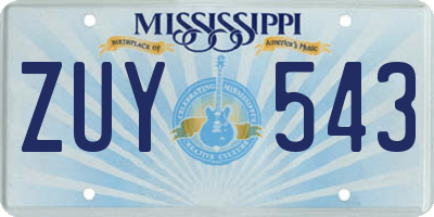 MS license plate ZUY543