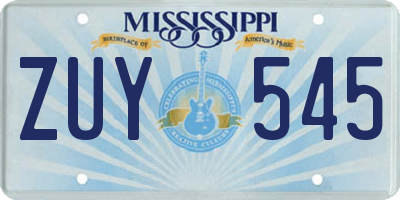 MS license plate ZUY545