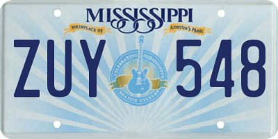 MS license plate ZUY548