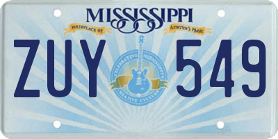 MS license plate ZUY549