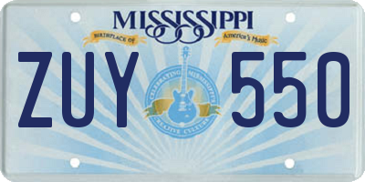 MS license plate ZUY550