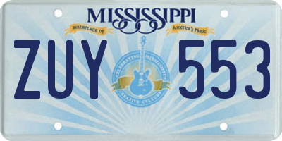 MS license plate ZUY553