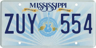 MS license plate ZUY554