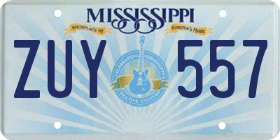 MS license plate ZUY557