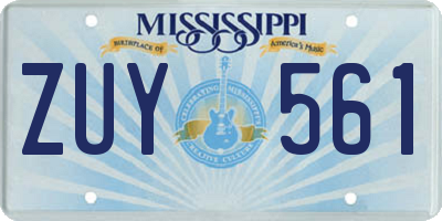 MS license plate ZUY561