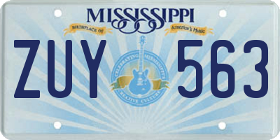 MS license plate ZUY563