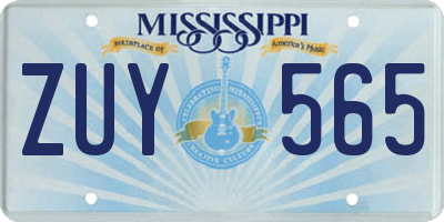 MS license plate ZUY565