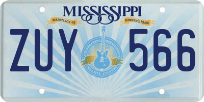 MS license plate ZUY566