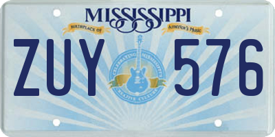 MS license plate ZUY576
