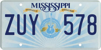 MS license plate ZUY578