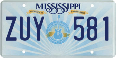 MS license plate ZUY581