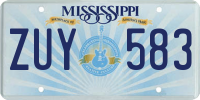 MS license plate ZUY583