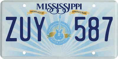 MS license plate ZUY587