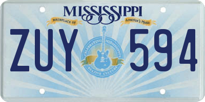 MS license plate ZUY594
