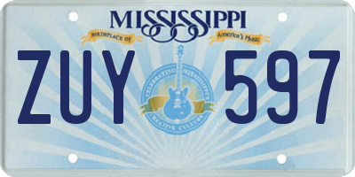 MS license plate ZUY597