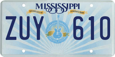 MS license plate ZUY610