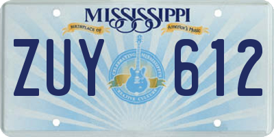 MS license plate ZUY612