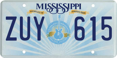 MS license plate ZUY615