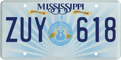 MS license plate ZUY618