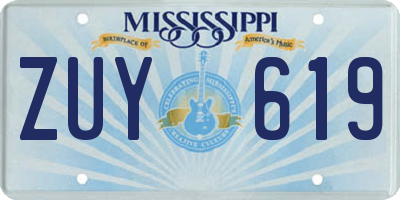 MS license plate ZUY619
