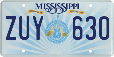 MS license plate ZUY630