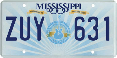 MS license plate ZUY631