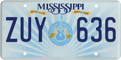 MS license plate ZUY636