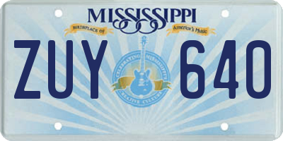 MS license plate ZUY640