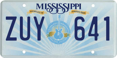 MS license plate ZUY641