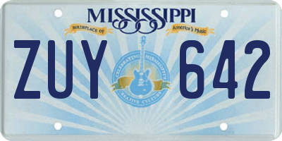 MS license plate ZUY642
